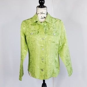 CHICO'S ▪ Women's Lime Linen/Silk Blend Shirt Jacket , Size 1 (Chico's) EUC